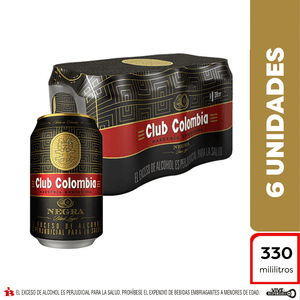 Cerveza Club Colombia Negra en lata 330ml x 6 unidades